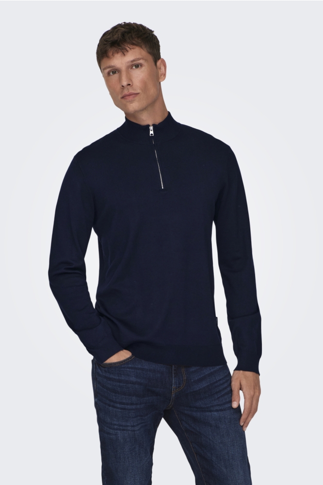 ONSWYLER LIFE REG 14 HALF ZIP KNIT 22021264 Dark Navy